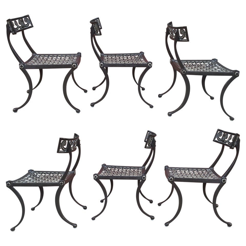 Set of Six Classically Inspired Klismos Chairs