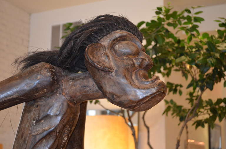 Inconnu Grande statue africaine en bois sculpté