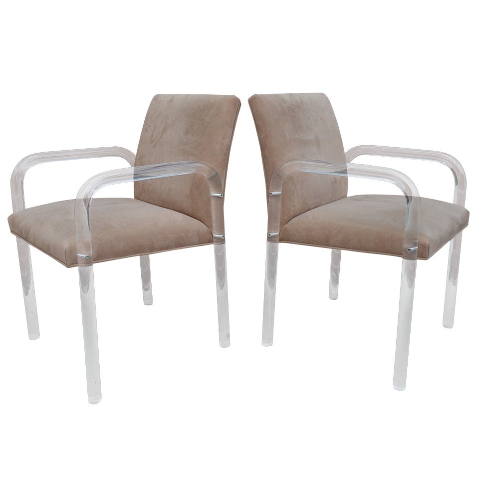 Pair of Thick Lucite Armchairs