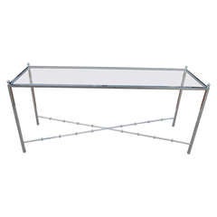 Long Chrome and Glass Console Table 1