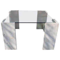 Travertine and Glass Coffee Table