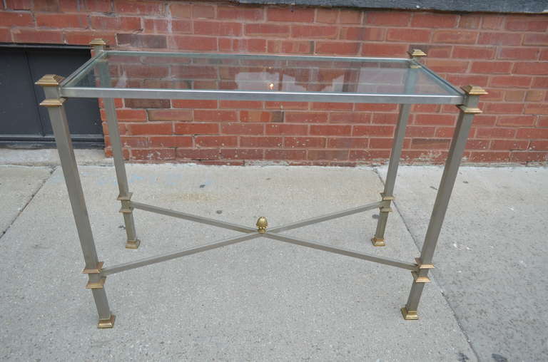 Late 20th Century Maison Jansen Steel and Brass Console Table