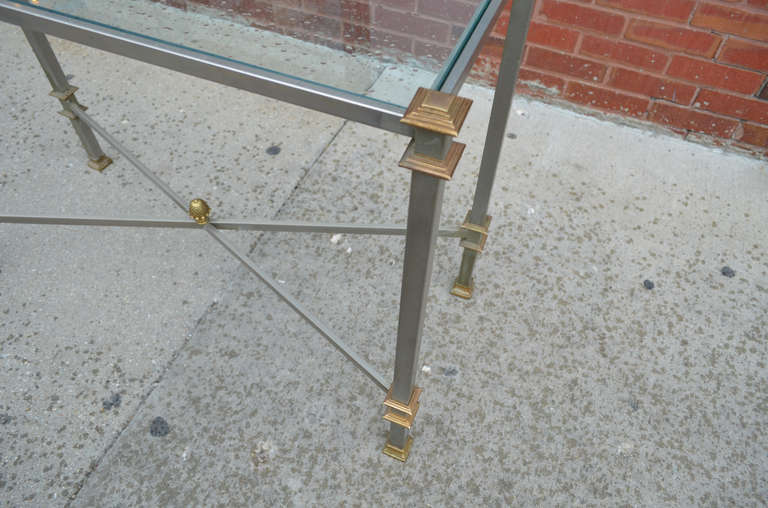 Maison Jansen Steel and Brass Console Table 1