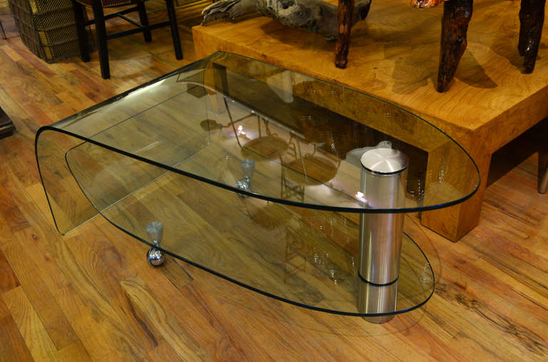 Mid-Century Modern Fiam Italia Articulating Glass Swivel Coffee Table