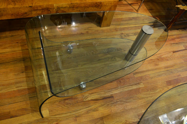 American Fiam Italia Articulating Glass Swivel Coffee Table