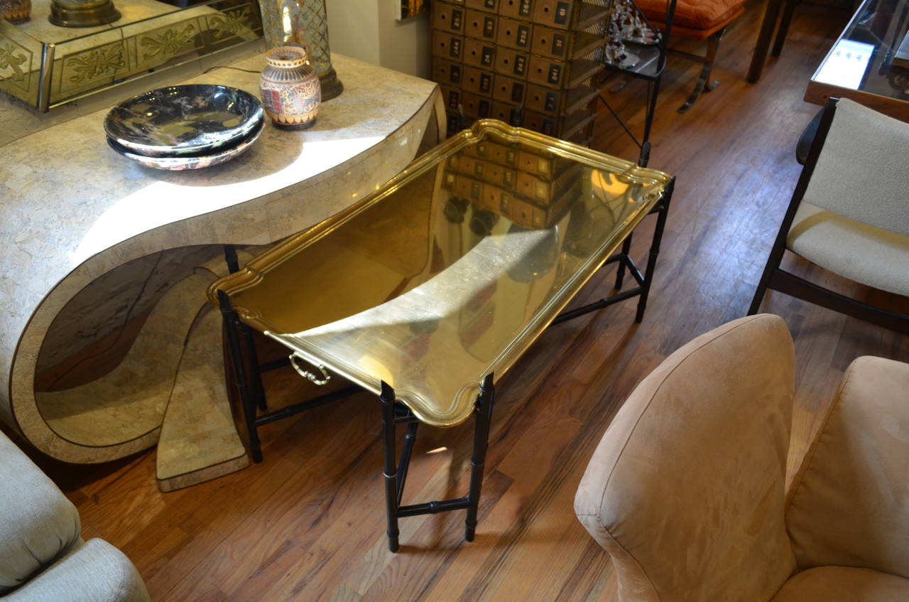 Brass Tray Coffee Table In Good Condition In Chicago, IL
