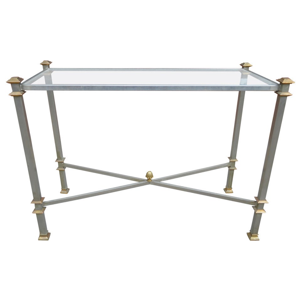 Maison Jansen Steel and Brass Console Table