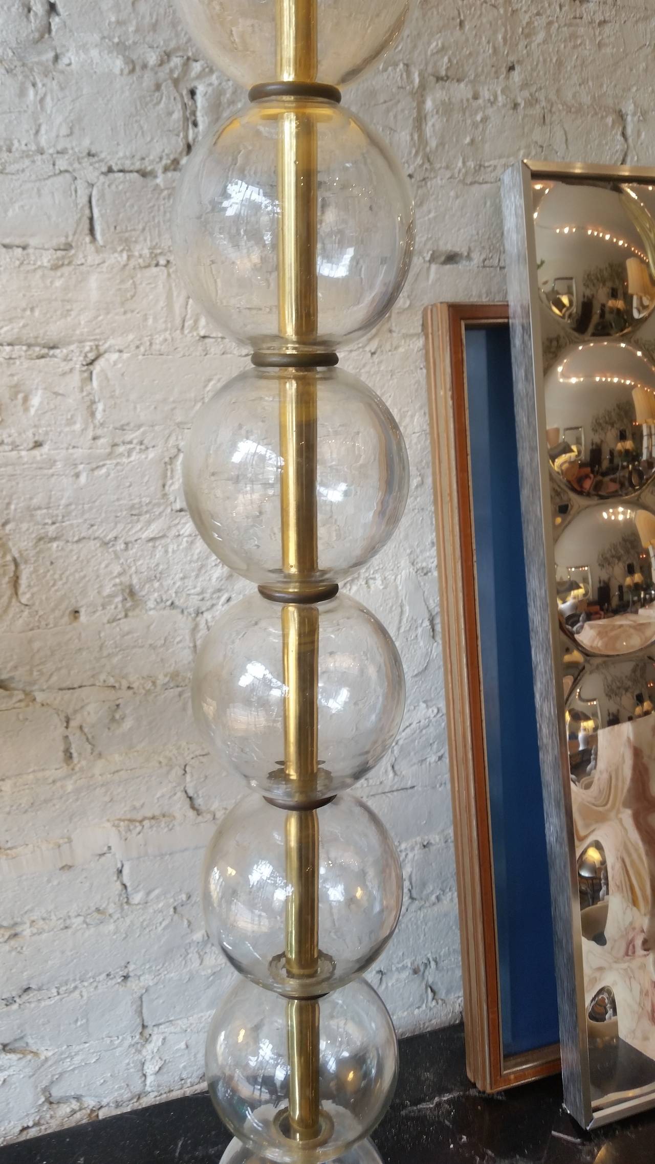 Blenko Stacked Glass Ball Floor Lamp In Good Condition In Chicago, IL