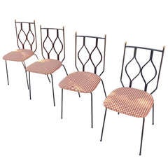 Set of Four Italian Iron Dining Chairs