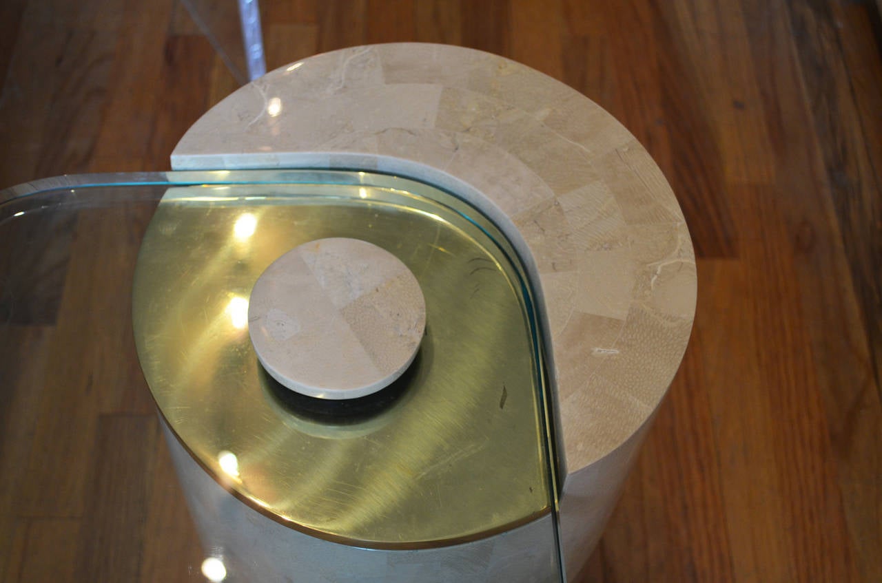 Karl Springer Tessellated Stone Drum End Table 1