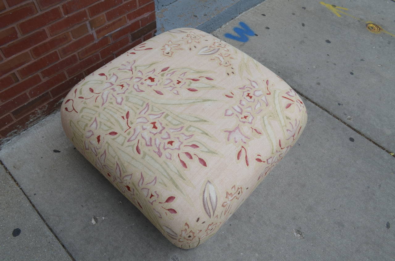 Karl Springer Style Large Pouf In Good Condition In Chicago, IL