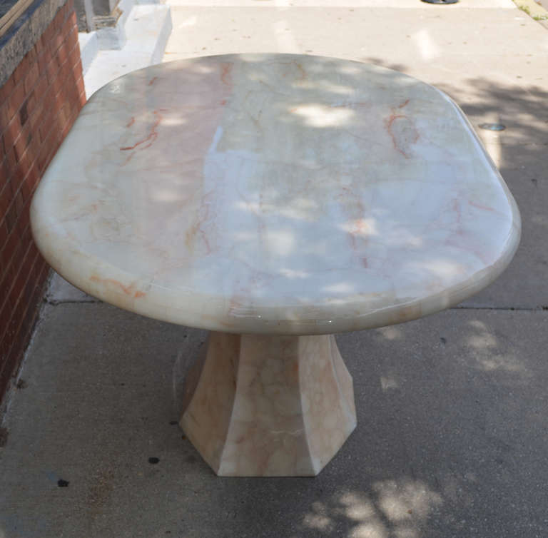 Mid-Century Modern Oval Onyx Pedestal Dining Table