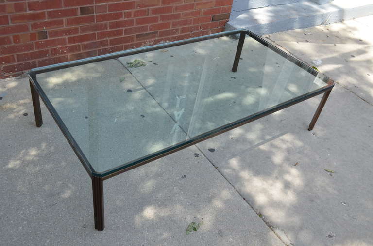 Mid-Century Modern Bronze and Glass Modern Coffee Table