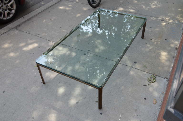 Brass Bronze and Glass Modern Coffee Table