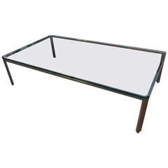 Monumental Bronze and Glass Modern Coffee Table 10