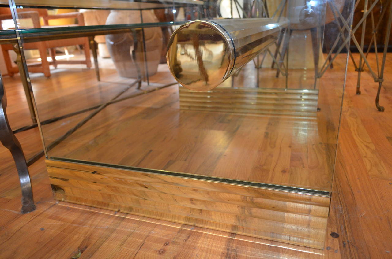 Mid-Century Modern Monumental Long Glass and Brass Pace Dining Table or Desk