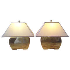Pair of Large Brass Chapman Lamps