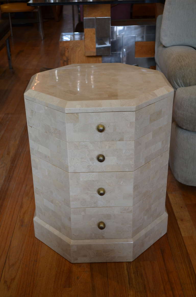 Philippine Maitland-Smith Tessellated Stone Octagon Shaped Side Table