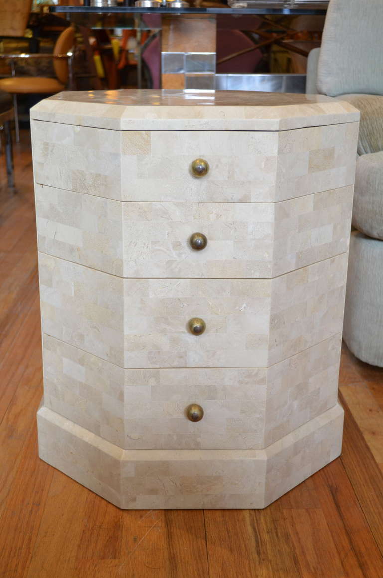 An unusual form four-drawer Maitland-Smith table.
Its versatile size would work well as a side, end, or occasional table.
We are always adding to our 1st dibs inventory so be sure to include
us on your favorite dealer list and visit our