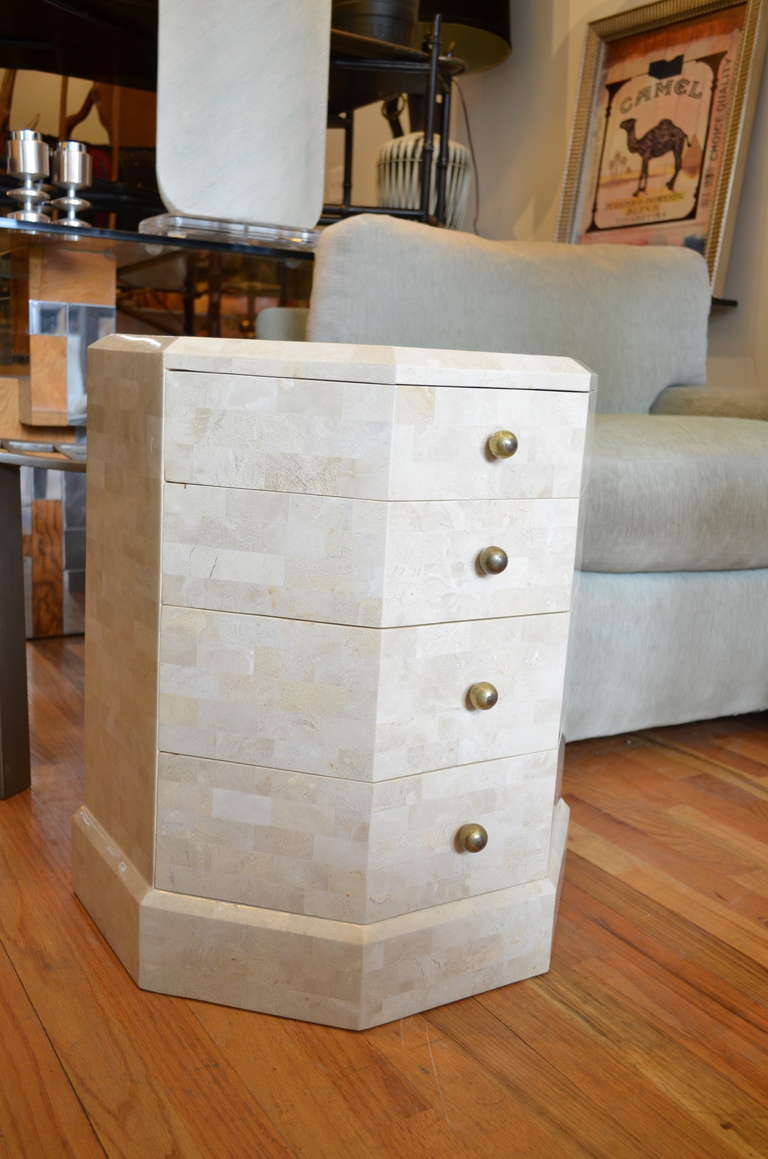 Maitland-Smith Tessellated Stone Octagon Shaped Side Table In Good Condition In Chicago, IL