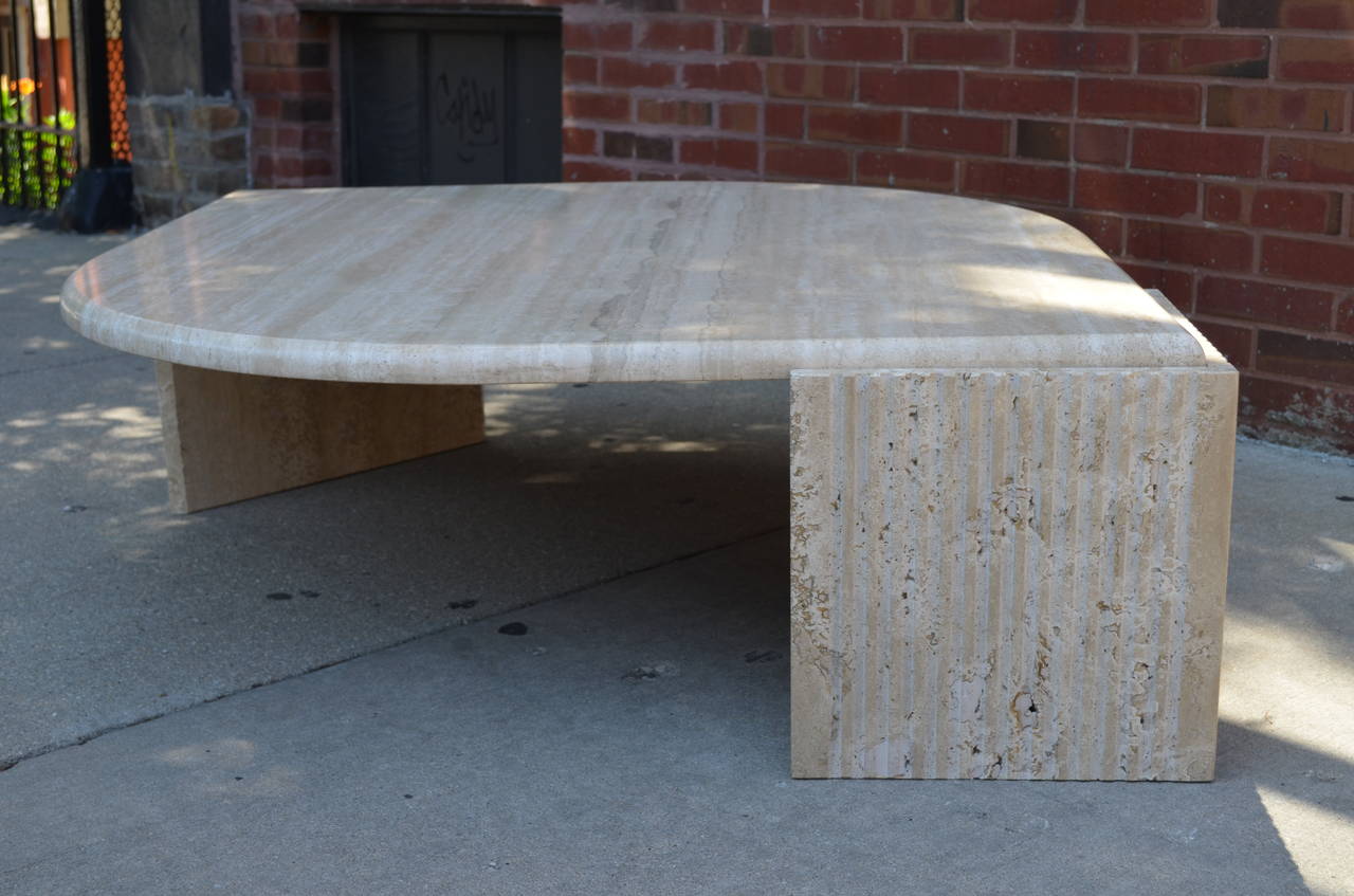 Monumental Travertine Coffee Table by Ello In Good Condition In Chicago, IL