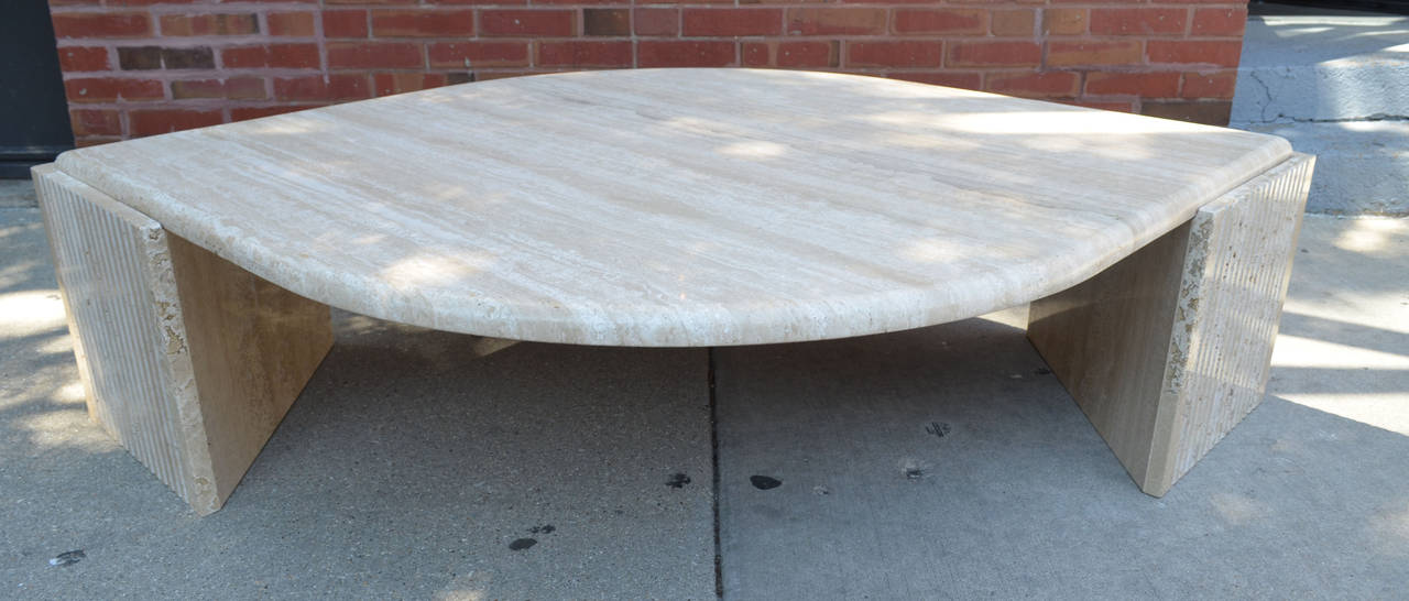 Late 20th Century Monumental Travertine Coffee Table by Ello