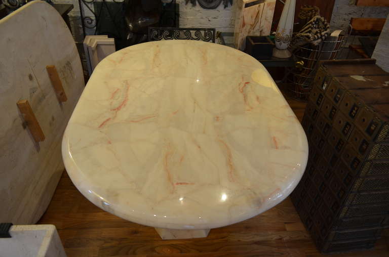 20th Century Oval Onyx Pedestal Dining Table
