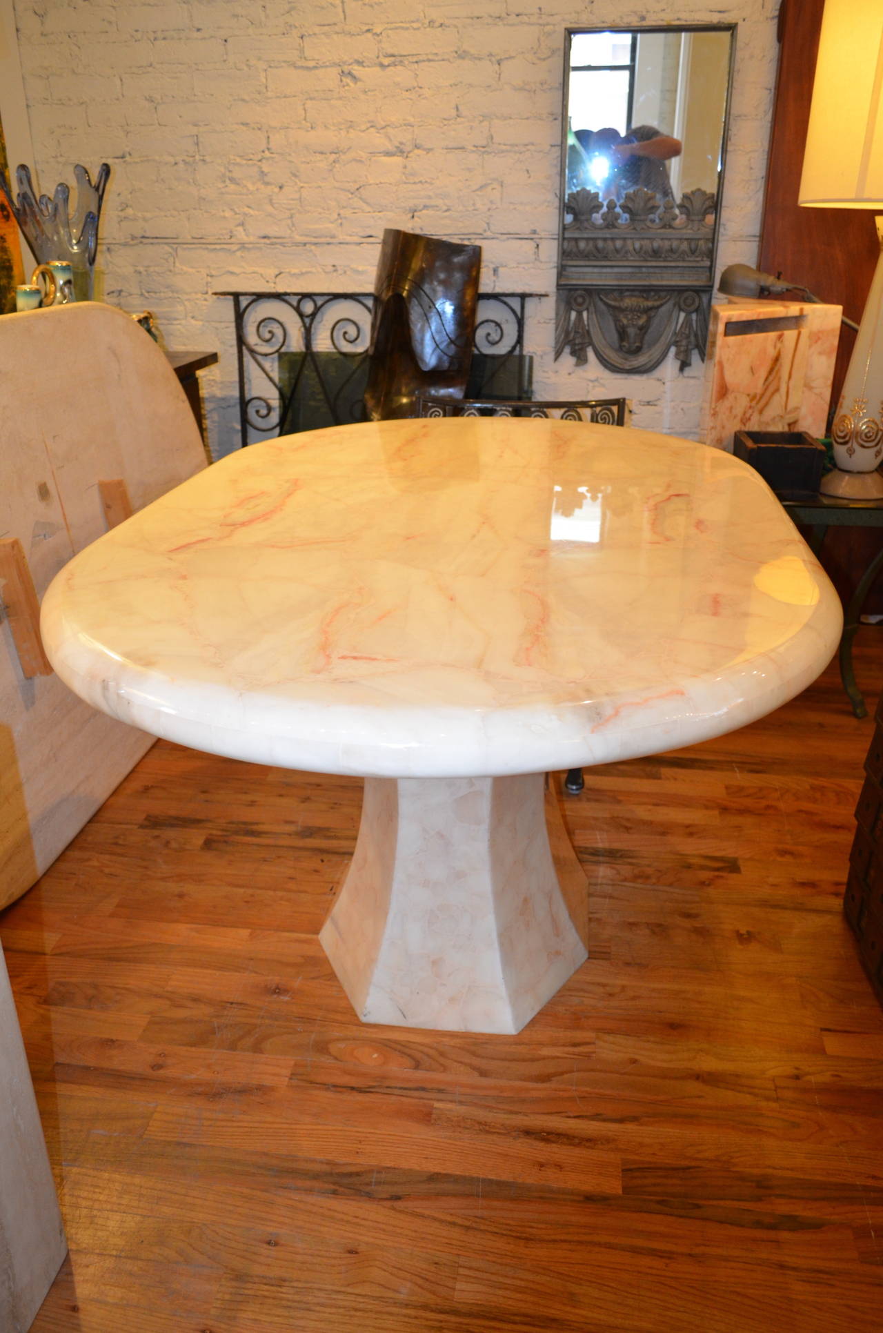 Oval Onyx Pedestal Dining Table 1