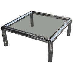 Large-Scale  Vintage Tubular Chrome Coffee Table