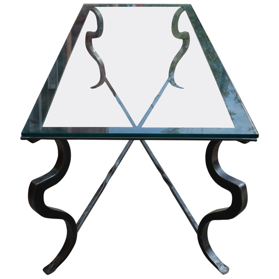 Steel and Glass  Coffee Table For Sale