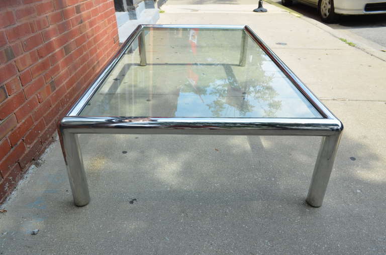 Mid-Century Modern Monumental Chrome Tubular Coffee Table from Pace