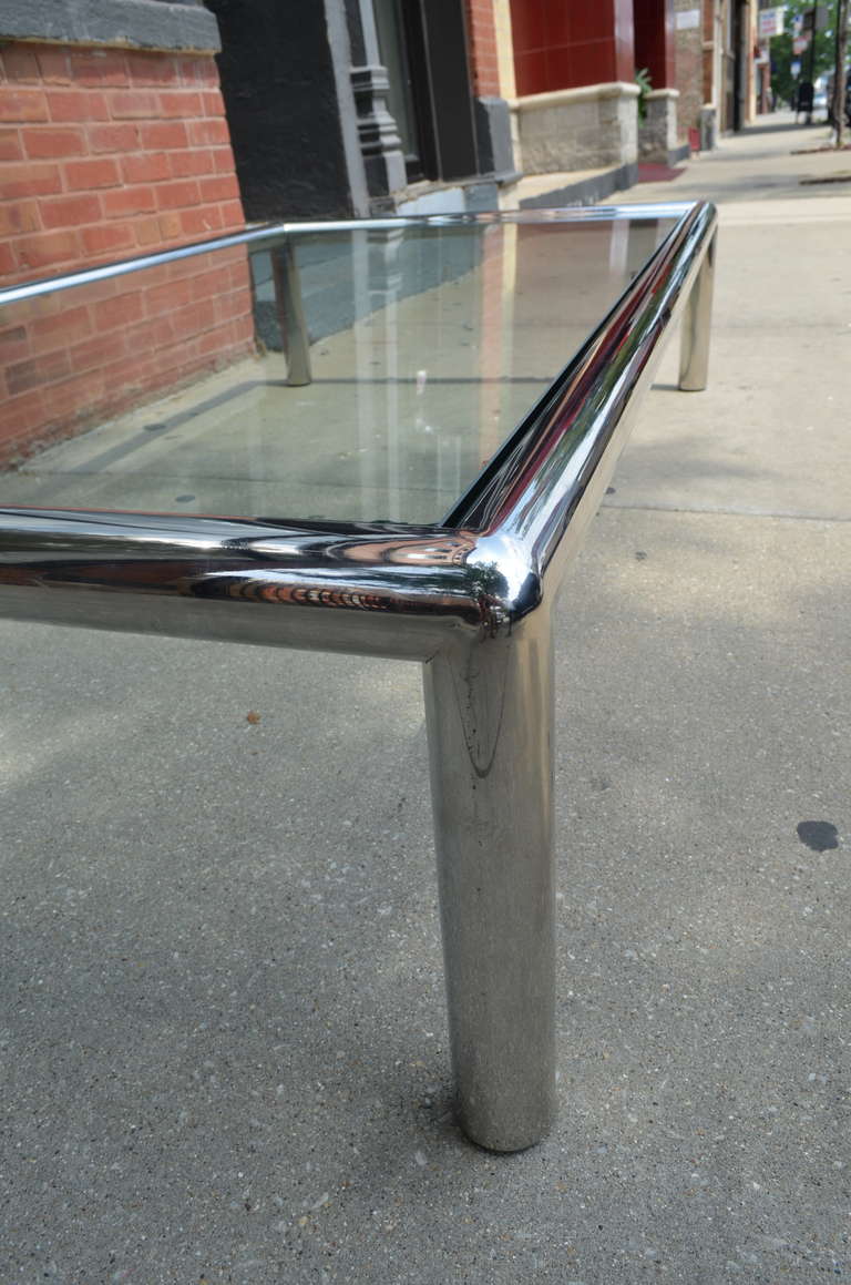 Monumental Chrome Tubular Coffee Table from Pace In Good Condition In Chicago, IL