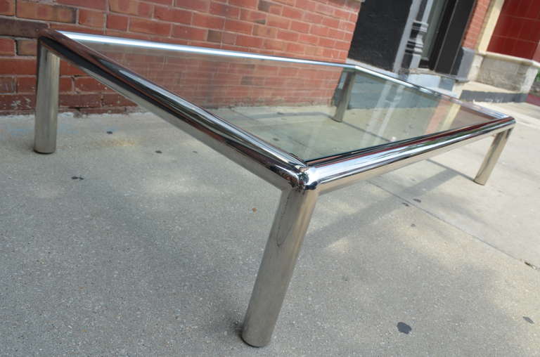 Late 20th Century Monumental Chrome Tubular Coffee Table from Pace