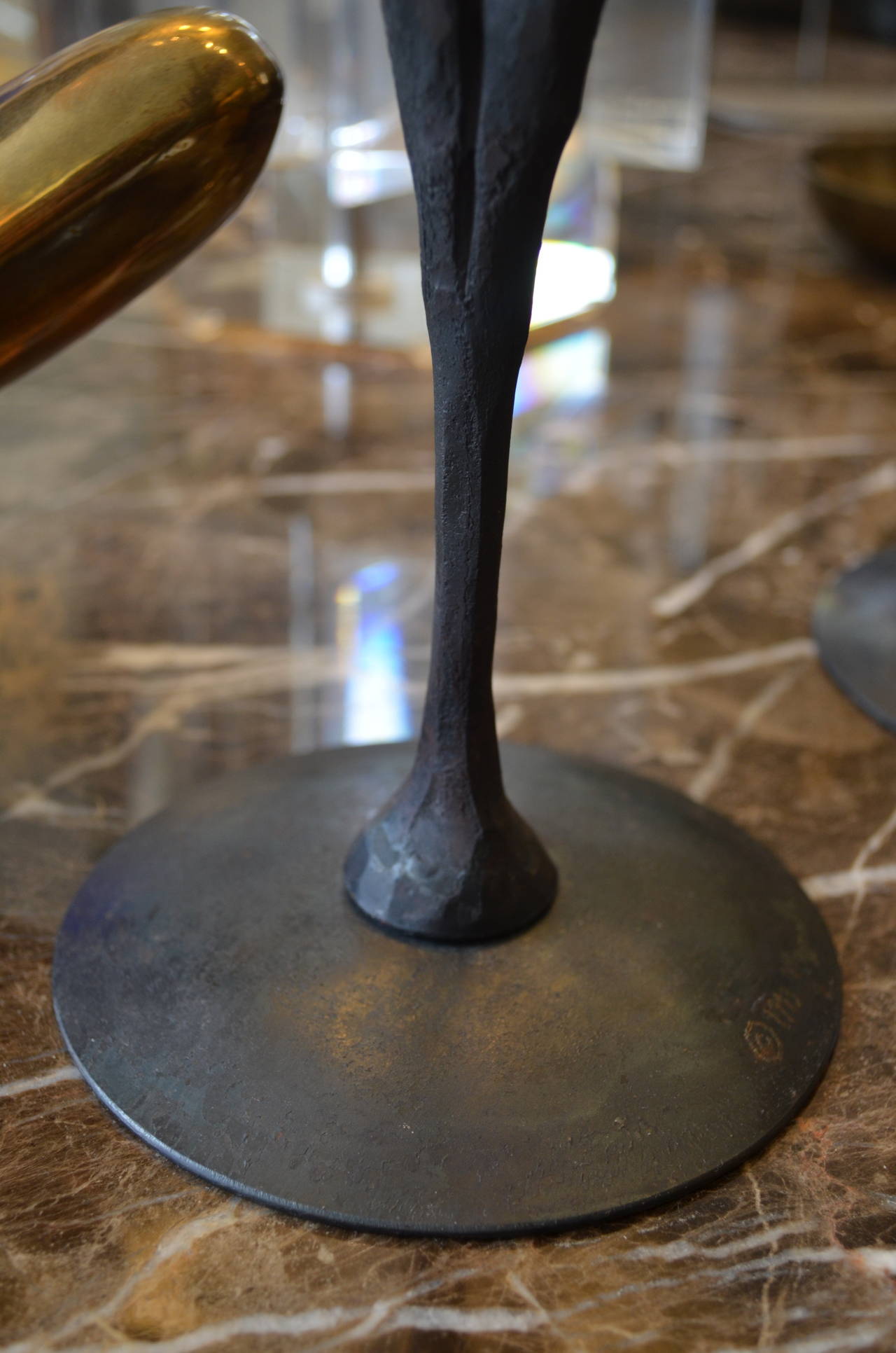 Pair of Steel Modernist Candleholders In Good Condition In Chicago, IL