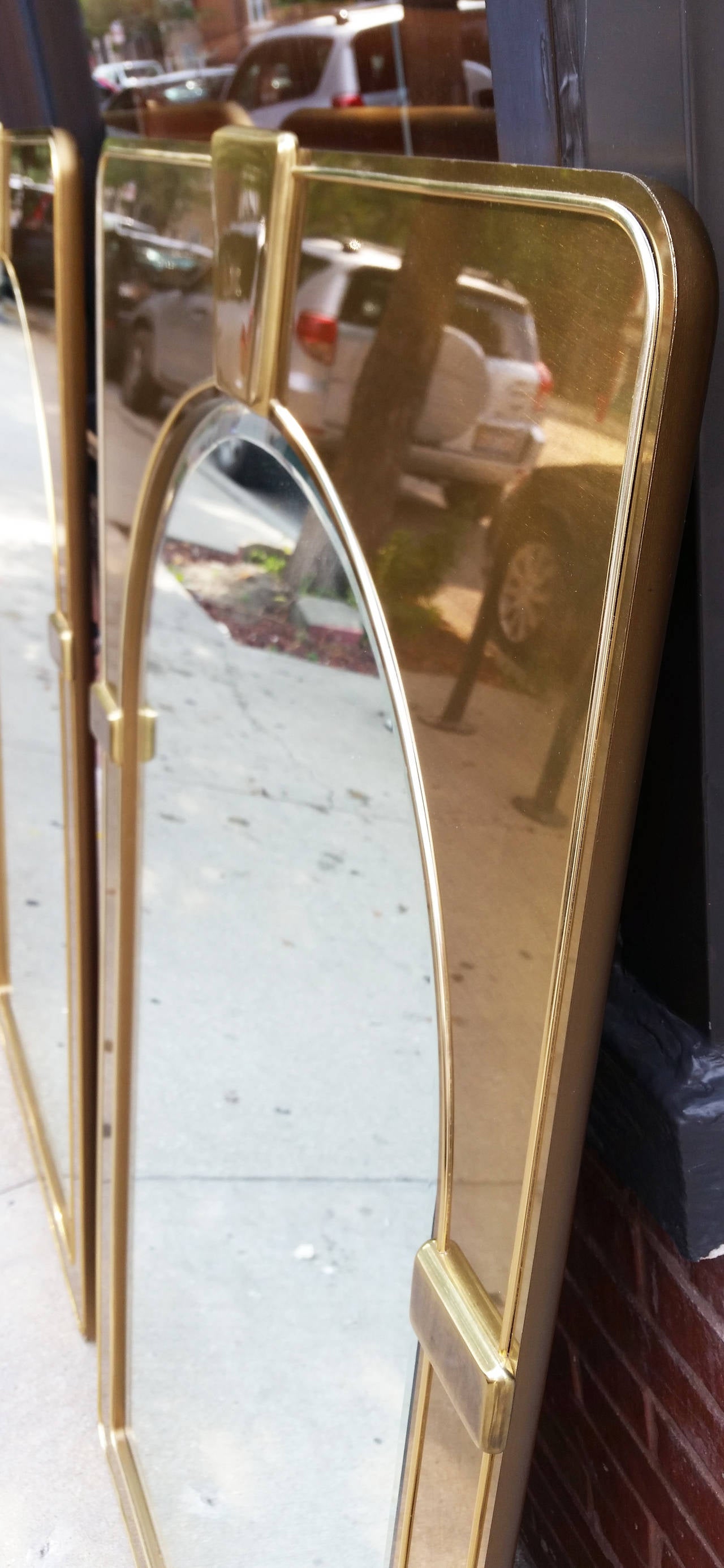 Pair of 1970's Brass Mastercraft Mirrors In Excellent Condition For Sale In Chicago, IL