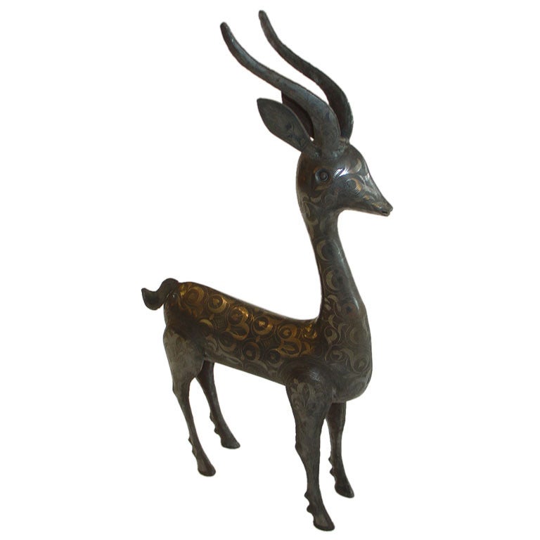 Indian Metal Deer Sculpture For Sale