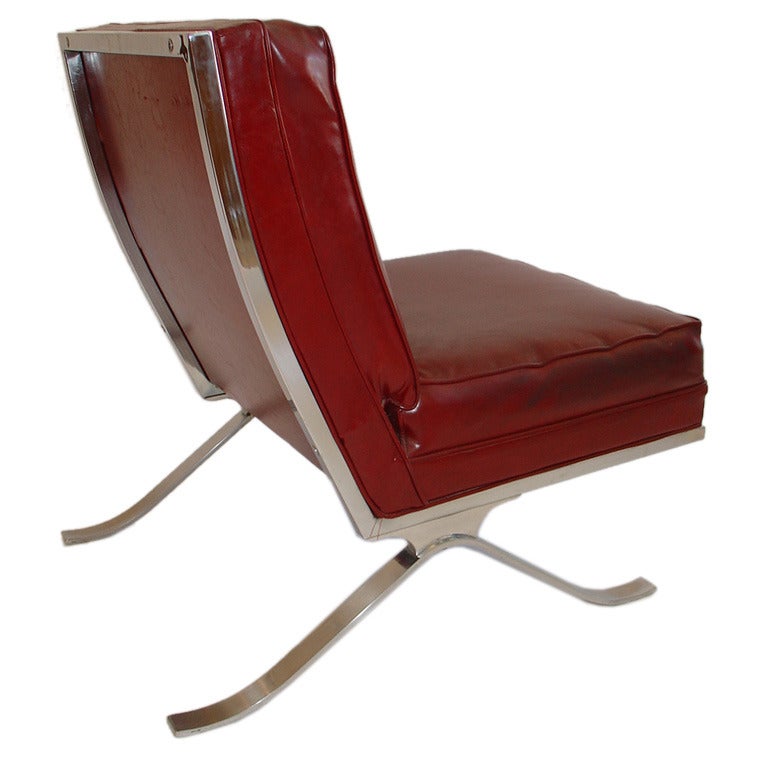 Mies van der Rohe Barcelona Style Chrome Lounge Chair