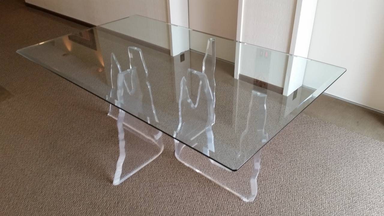 Mid-Century Modern Lion in Frost Lucite Iceberg Dining Table