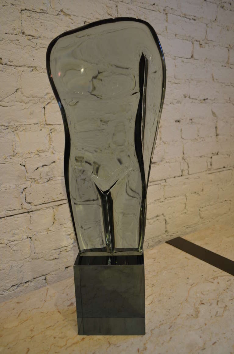 Italian Loredano Rosin Glass Sculpture, 1970s For Sale
