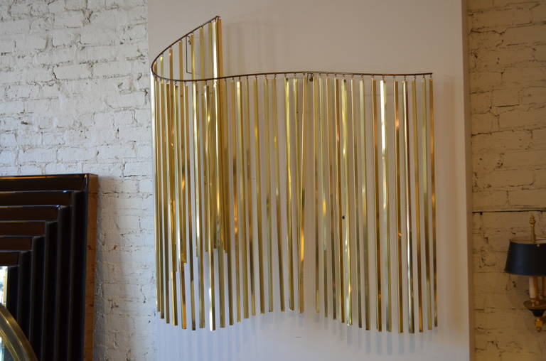 American Curtis Jere Brass Kinetic Wave Wall Sculpture