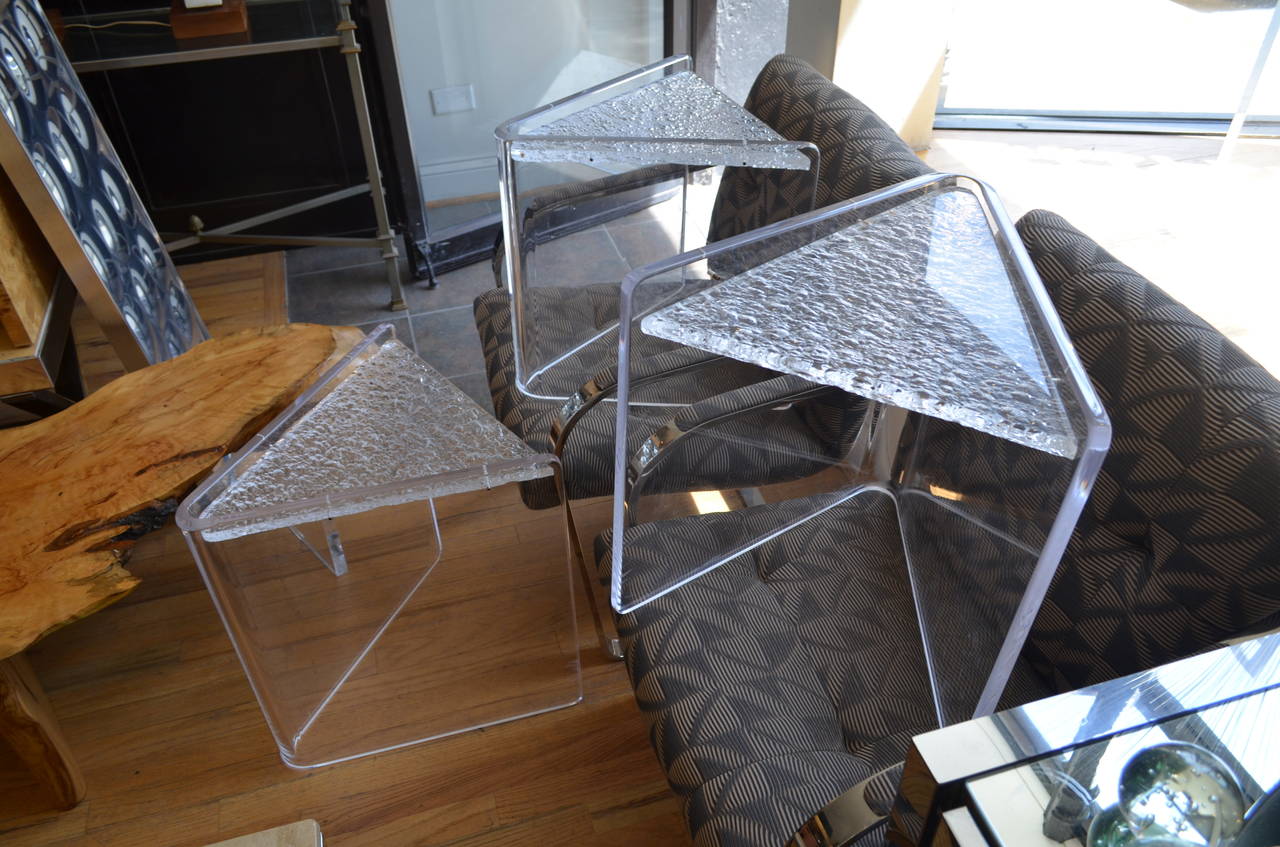 Acrylic Set of Three Lucite Nesting Tables