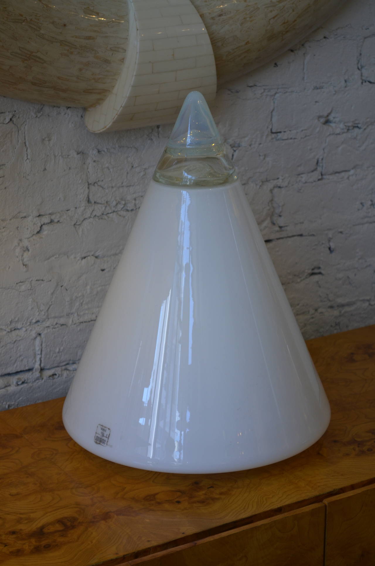 Late 20th Century Very Large Italian Murano Glass Cone Shape Table Lamp