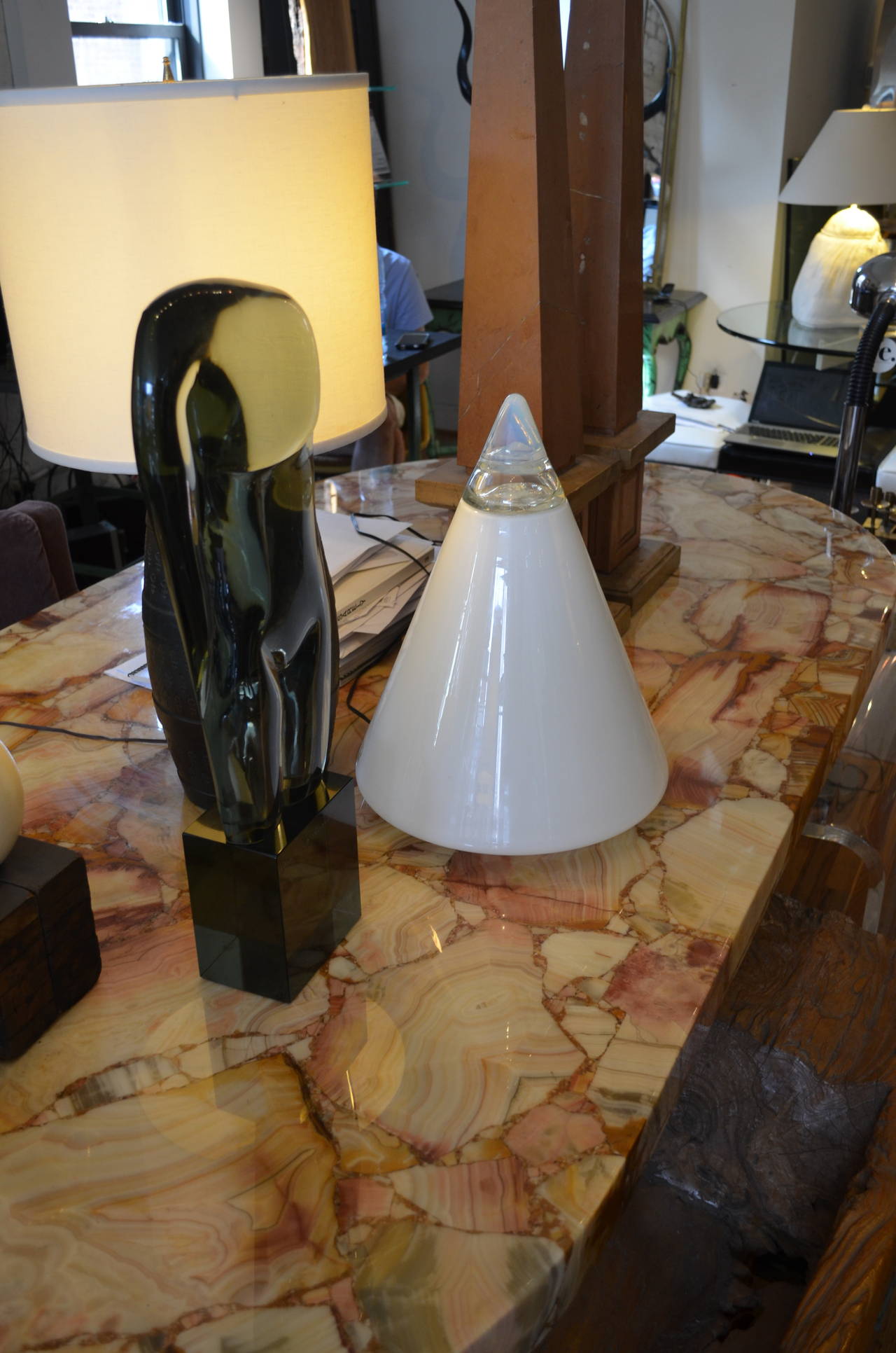 Very Large Italian Murano Glass Cone Shape Table Lamp 1