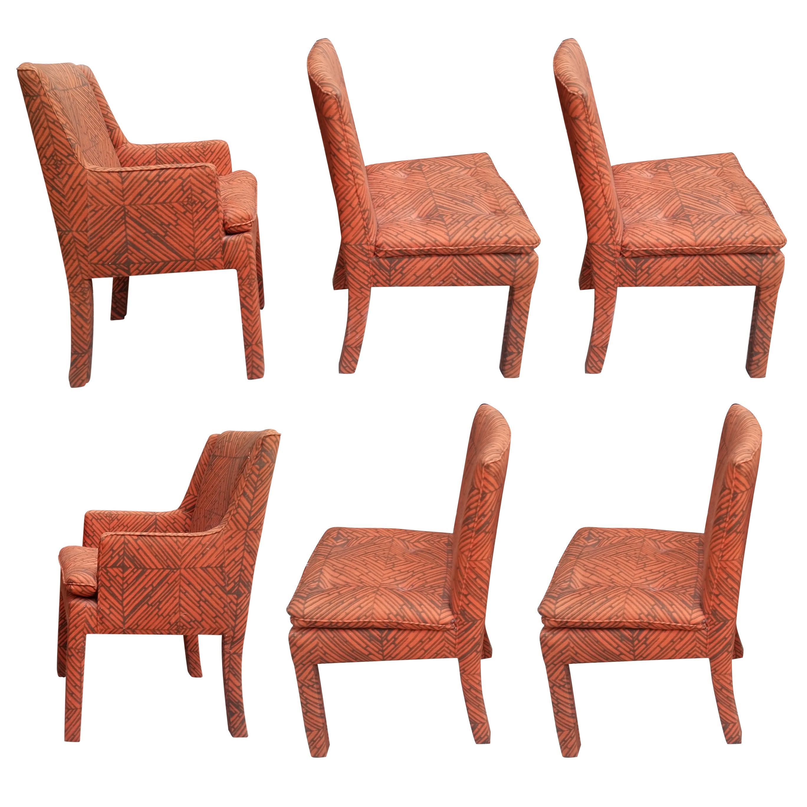 Set of Six Milo Baughman Parsons Style Dining Chairs