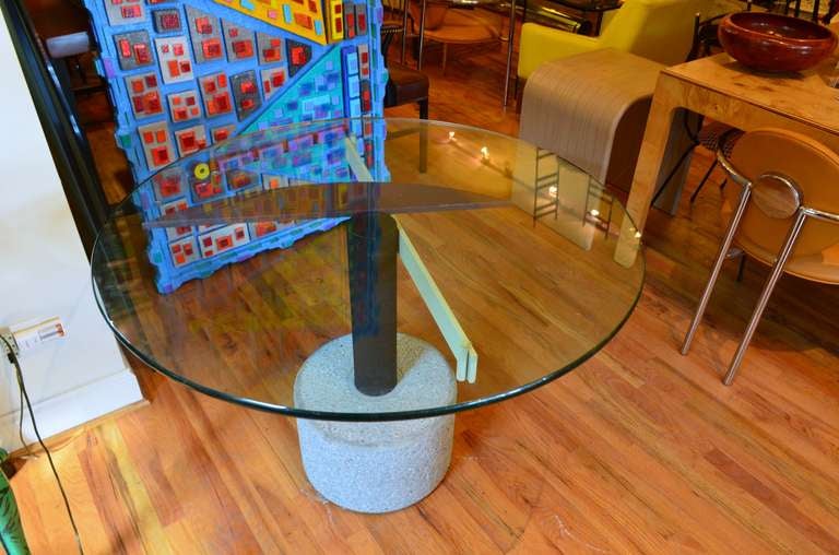 Modern Italian Memphis Style Round Glass Dining or Center Table