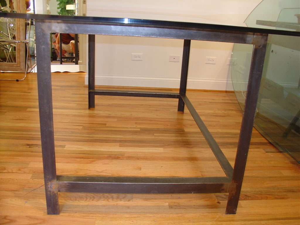 20th Century Glass Top Industrial Table or Desk