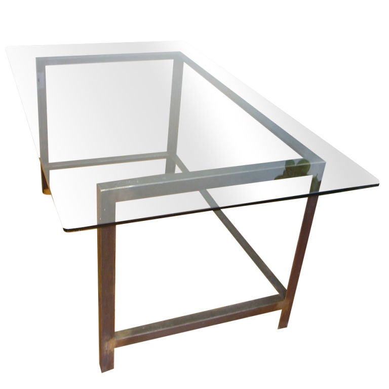Glass Top Industrial Table or Desk