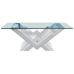 Pierre Cardin Style Smoked and Clear Mirrored Console Table