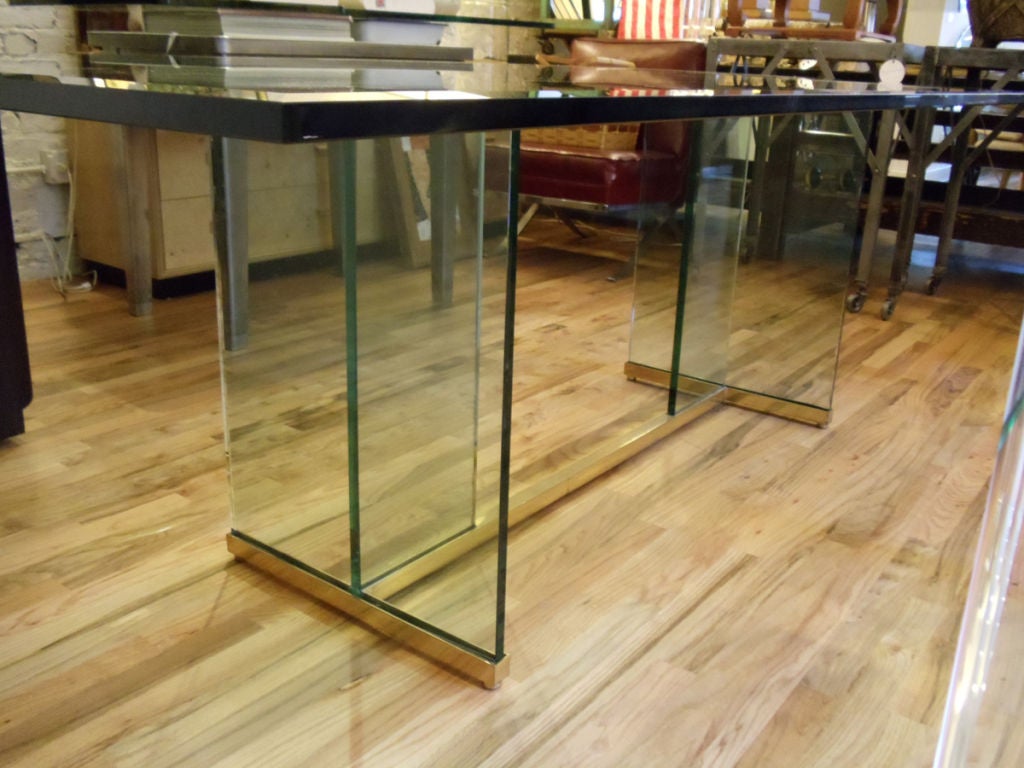 Late 20th Century Brass and Glass Pace Dining Table