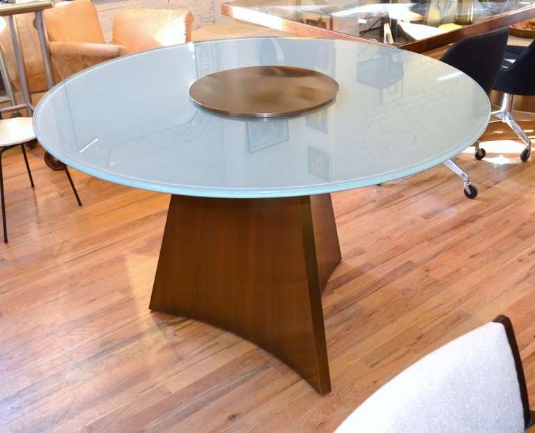Mid-Century Modern Exceptionally Large Bronze and Round Glass Center Table in Style of Mastercraft